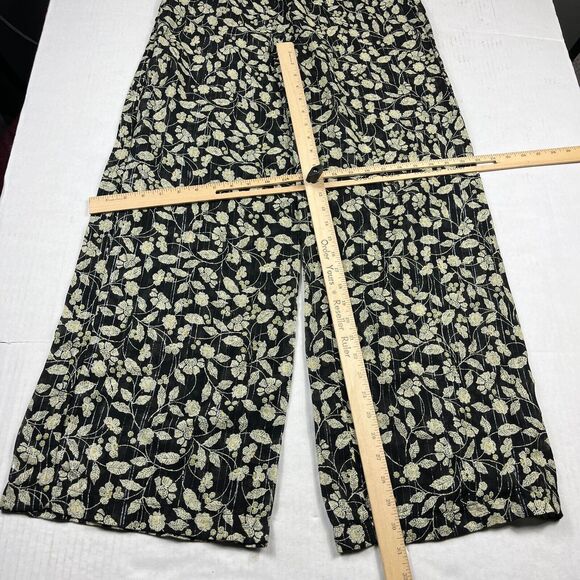 ZARA Wide Leg Pants Floral Elastic High Waisted Flowy Semi Sheer Pockets SMALL - Picture 5 of 13